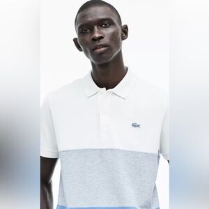 Lacoste Men Off-White Grey Colorblocked Polo Pure Cotton 3XL